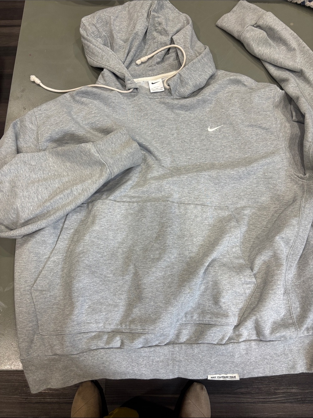 Nike Light Gray Pullover Hoodie with White Swoosh